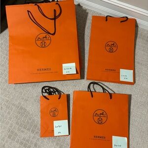 Hermes Orange Shopping Bags Set